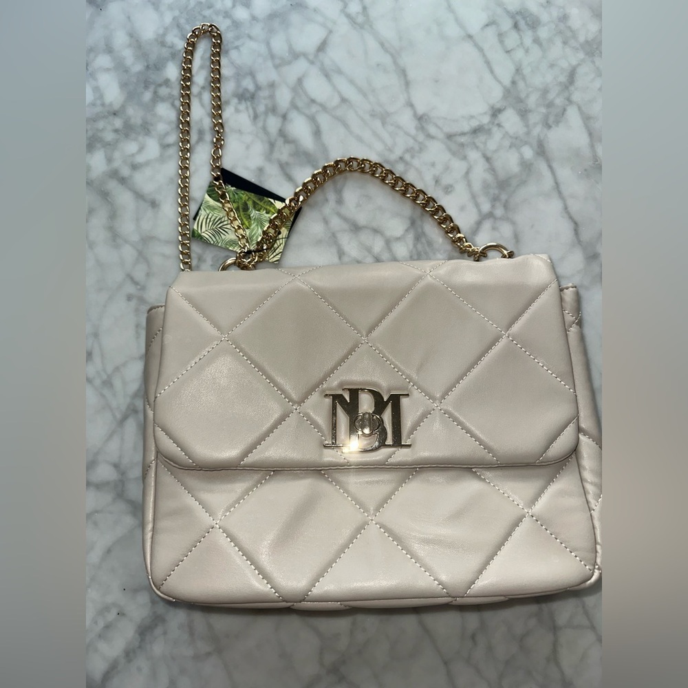 BADGLEY MISCHKA Quilted Chain Satchel Crossbody Vegan Leather 9x12x3.5 NWT $125